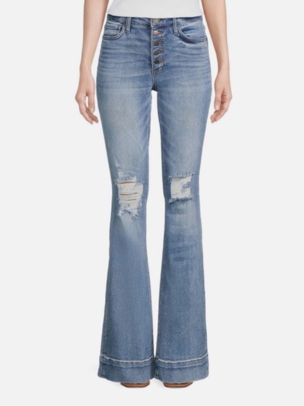 Kut from the Kloth Ana High Rise Fab Ab Flare Distressed Jeans in Modern Size 4